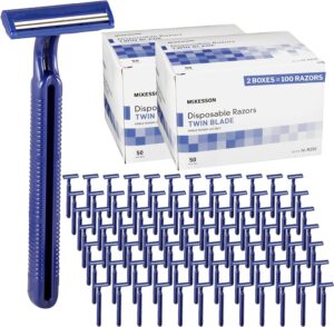 McKesson Disposable Razors, Blue, Stainless Steel, Tattoo, Travel, 100 ct