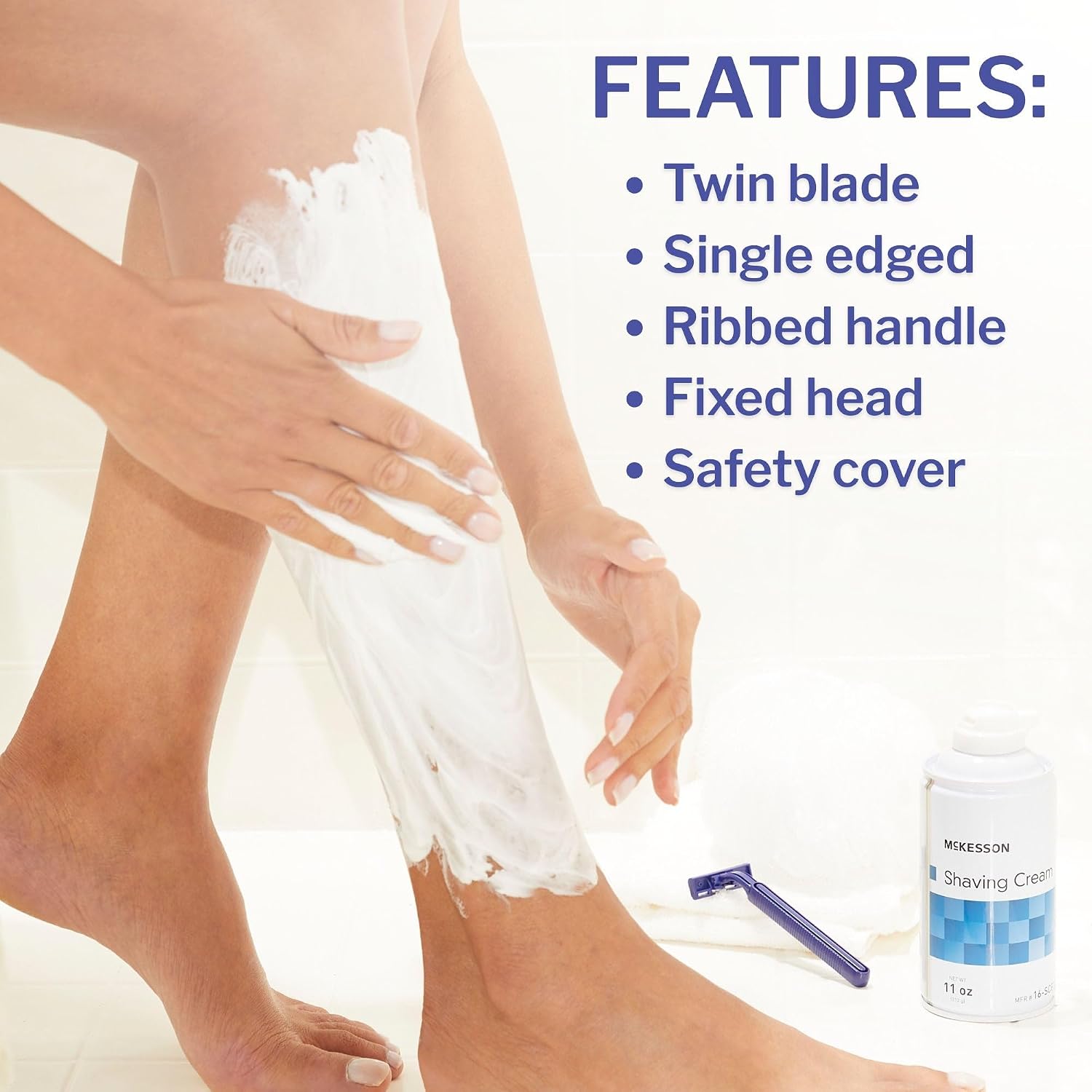 McKesson Disposable Razors, Blue, Stainless Steel, Tattoo, Travel, 100 ct - Image 3