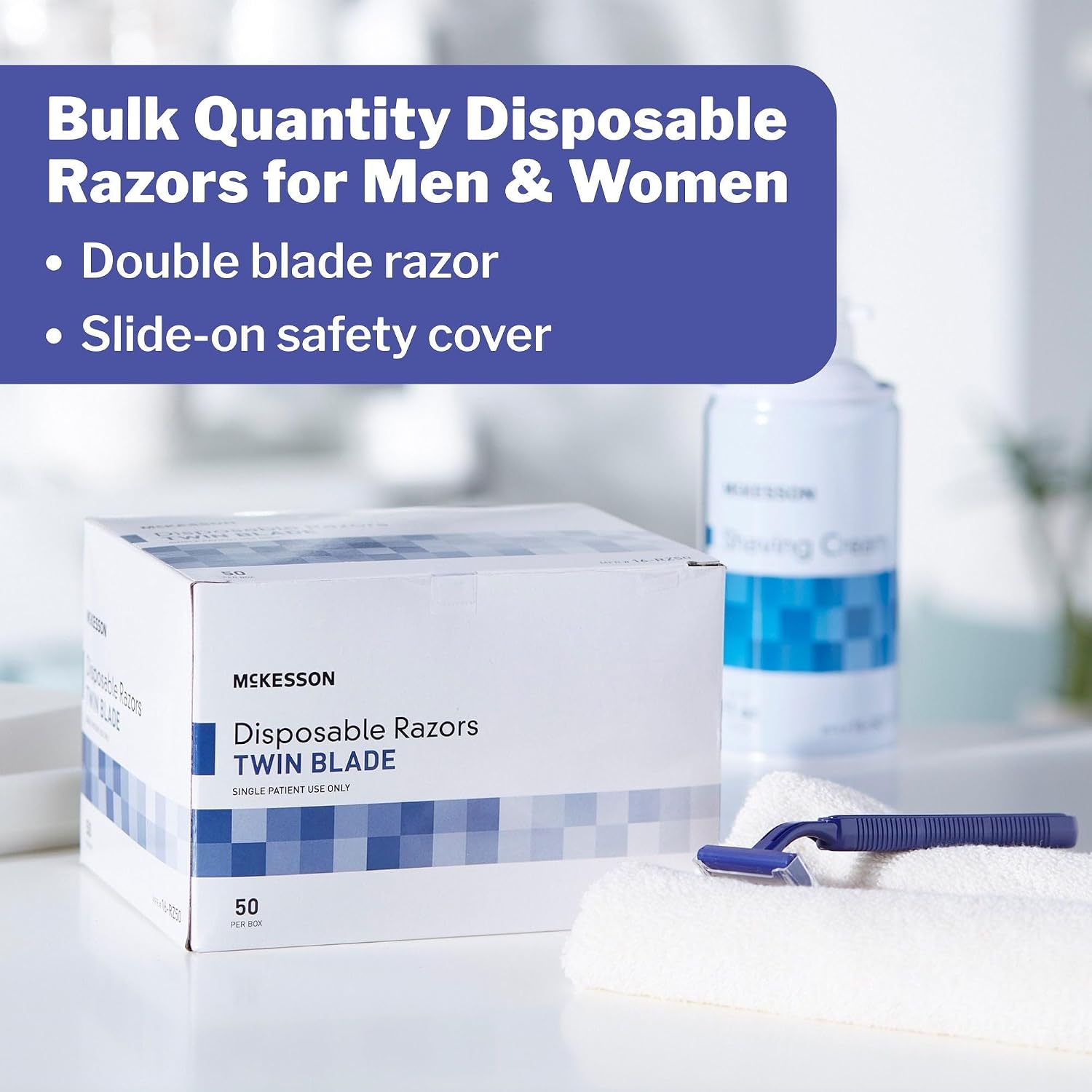 McKesson Disposable Razors, Blue, Stainless Steel, Tattoo, Travel, 100 ct - Image 5